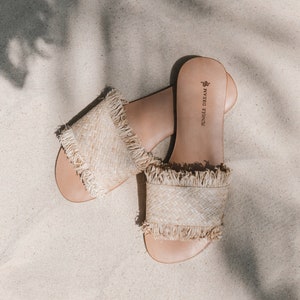 Woven Sandals,  Slides Flip flop Sandals, Summer Shoes, Leather Sole Sandals, Rattan shoes, Flat Sandals, Beach Sandals, Comfortable slide