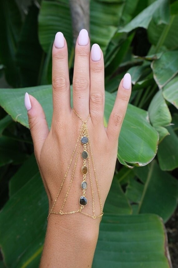 Gemstone Chain Bracelet Tourmaline Ring 