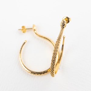 Snake Hoop Earrings: Sterling Silver Animal Hoops (Silver or 24K Gold Plated)