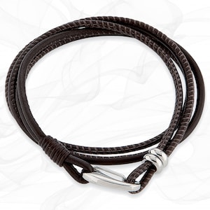 Simple Dark Brown smooth 3mm Nappa Leather Wrap around Bracelet for Women - one size - by Roxcs - AL002
