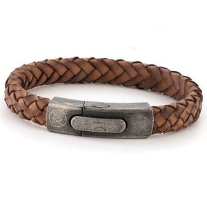 Secret Message Leather Bracelet for men in Mocha Brown and Optinal Engraving