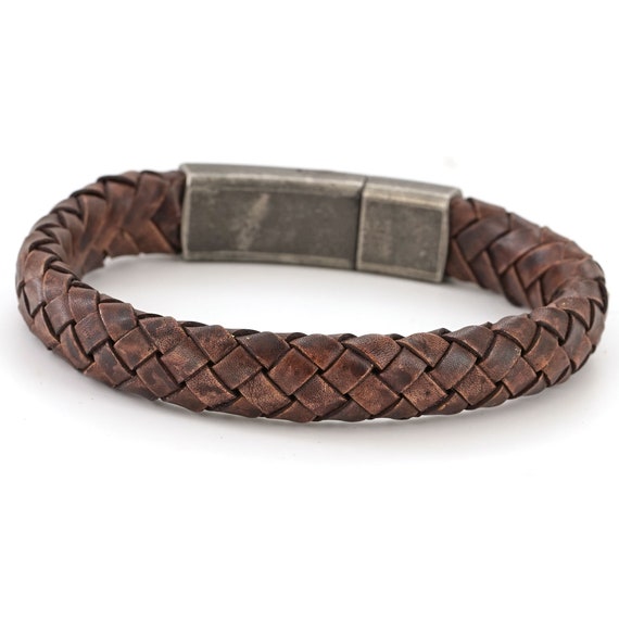 Vintage Brown ROXCS Branded Secret Message Leather Bracelet