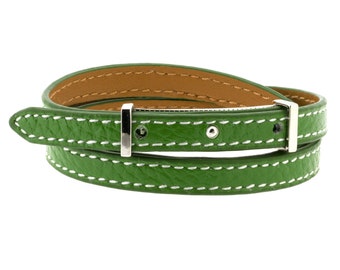 Womens Green Leather bracelet - Secret Message Leather bracelet , Any Message engraved, Mothers Day Gift, TN0013