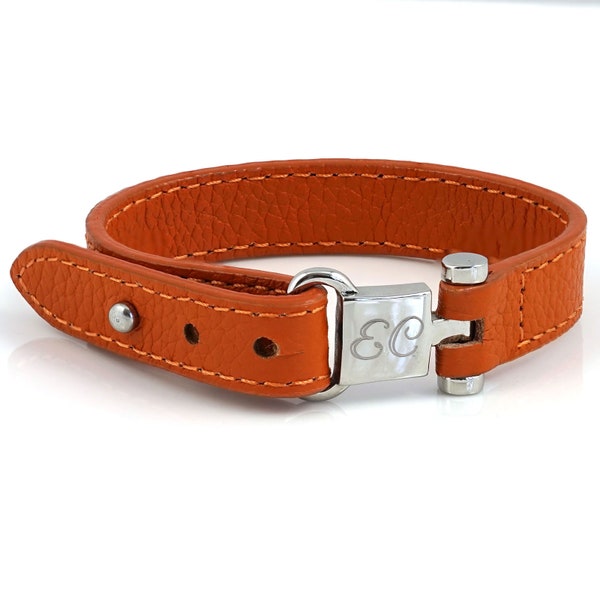 Leather lD Bracelet Personalised Engraved Hidden Message, Custom Engraving Name Initials Monogram Personalized Ladies Custom Name Bracelet