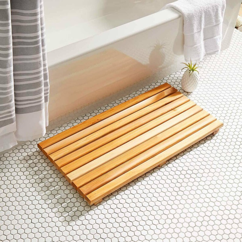 Handmade Rustic Bath Mat Cedar Bath Mat Hardwood Bath Mat. Etsy