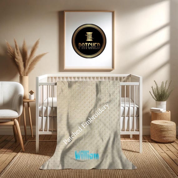 Personalized Minky Dot Baby Blanket: Custom Name Embroidery