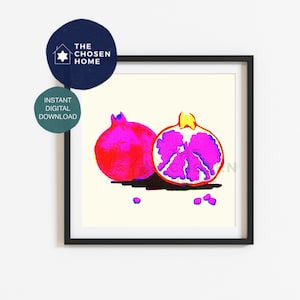 Pomegranates -  8x8”, 12x12”, 16x16”, 20x20” Screenprint Style Printable Image File Digital Download