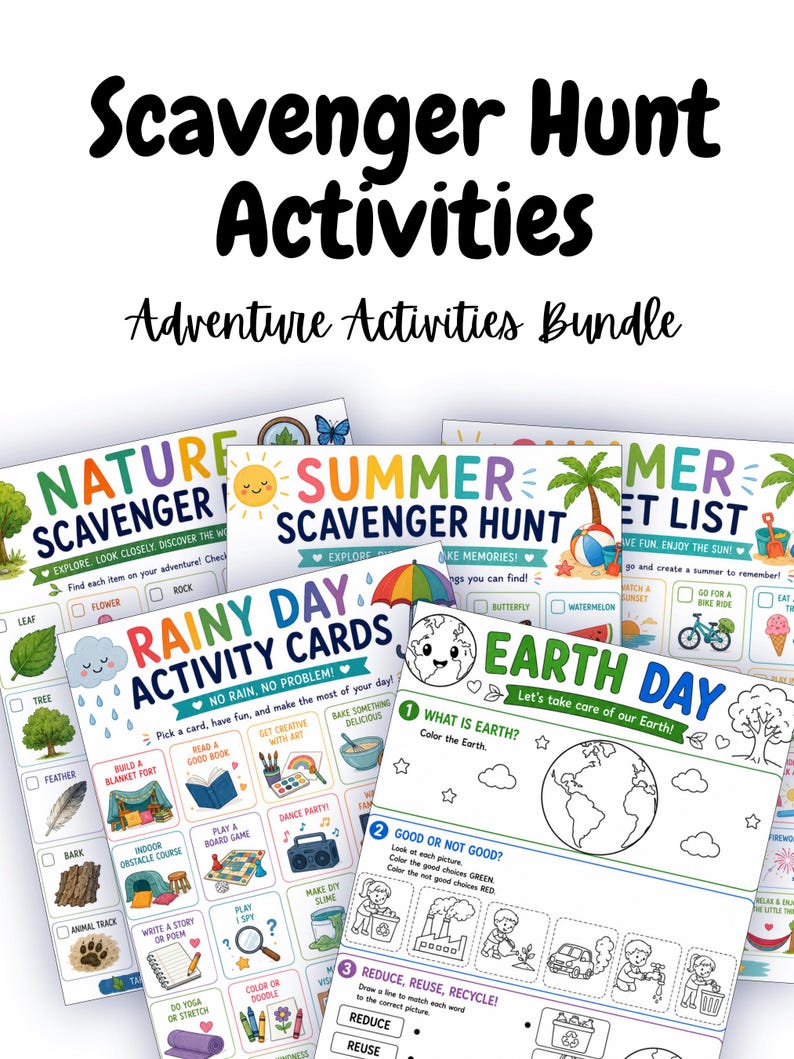Scavenger Hunt Printable | Nature Activities for Kids Bundle | Ages 3 ...