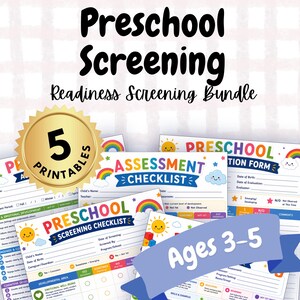 Utskrivbart screeningpaket för förskola | Utvärderingsblanketter för förskola | Utvecklingsbedömning för barn | Åldrar 3-5