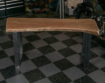 live edge wood desk-solid hardwood, modern and rustic office table
