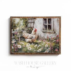 COTTAGECORE CHICKEN PRINT Farmhouse Wall Art for Kitchen Country Farm Decor Chicken Farm Print Buff Orpington Rooster Printable Art Farm Art