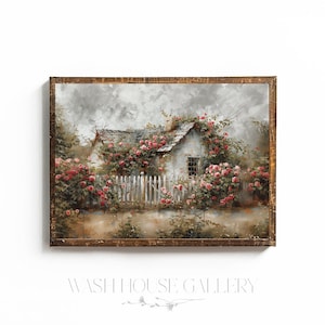 Rose Gardencore Cottage Wand Kunst Europäisches Cottage Gemälde Druckbare Shabby Chic Wandkunst Vintage Cottage Wandkunst Französische Landhauswandkunst