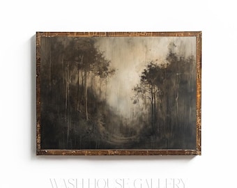 Darkcore Cottage Wand Kunst Moody Cottagecore Kunst Vintage druckbare Moody Print Braunton Wandkunst Moody Landschaftskunst