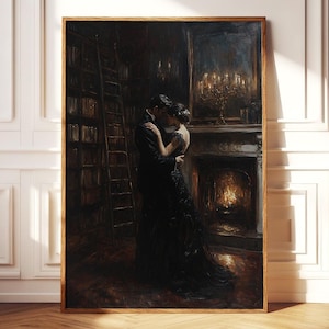 DARK ACADEMIA PAINTING Printable Book Lover Decor Gift for Reader Vintage Library Art Library Wall Art Dark Cottagecore Victorian Wall Art