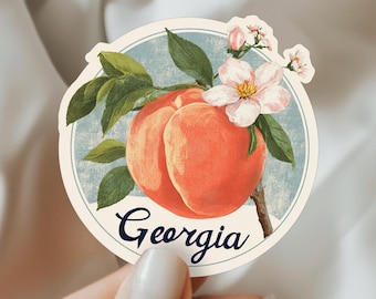 Georgia Sticker USA Sticker Travel Stickers Gift for Traveler Gift Georgia Peach Sticker USA Travel Sticker Georgia Gift Peach Art Atlanta