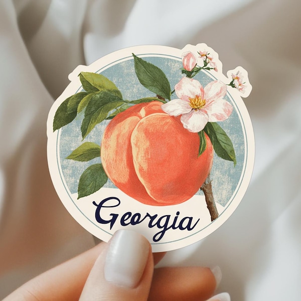 Georgia Peach State Circle Sticker - U.S. Custom Stickers