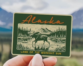 Alaska Sticker USA Sticker Travel Stickers Gift for Traveler Gift Alaska Moose Sticker USA Travel Sticker Alaska Gift Moose Art Alaskan