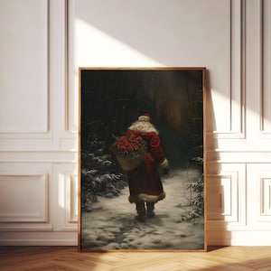 Dark Christmas Wall Art Moody Christmas Decor Vintage Santa Painting Printable Santa Claus Oil Painting Print Dark Academia Christmas Print