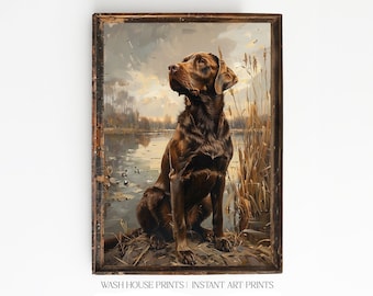 Chocolate Lab Print Instant Download Wall Art for Cabin Wall Art for Duck Hunting Wall Art for Lodge Chocolate Labrador Retriever Wall Art