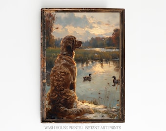 Duck Dog Wall Art Duck Hunting Wall Art for Hunting Cabin Decor Irish Setter Printable Golden Retriever Wall Art Gift for Hunter Waterfowl
