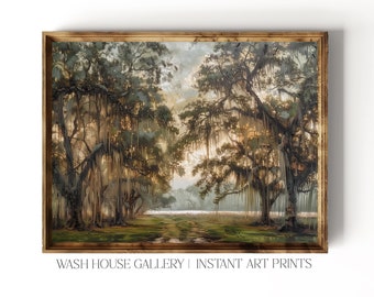 Live Oaks Gemälde Druck Charleston Wandkunst Savannah Georgia Printable Allee der Eichen Drucken Südliche Wandkunst Cottagecore Live Oak Wandkunst