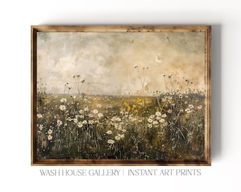 Wildflower Meadow Print Vintage Cottagecore Meadow Printable Cottagecore Art for Kitchen Decor Flower Meadow print Vintage Aged