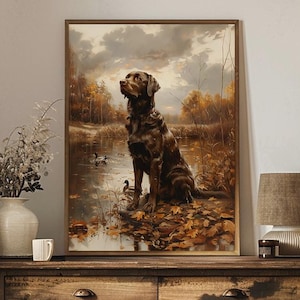 Chocolate Labrador Retriever Print Chocolate Lab Wall Art Retriever Wall Art for Cabin Wall Art Hunting Decor Duck Hunting Wall Art Dog Dad