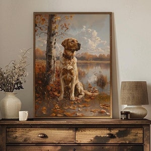Yellow Labrador Retriever Printable Yellow Lab Wall Art Duck Dog Wall Art for Cabin Decor Gift for Hunter Gift for Duck Hunter Gift for Dog