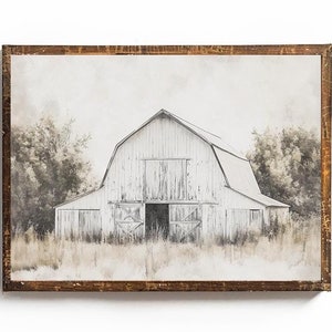 Farmhouse Wall Art Barn Printable Vintage Barn Print Farm Kitchen Art Farmhouse Dining Room Wall Decor Old Barn Print White Barn Painting