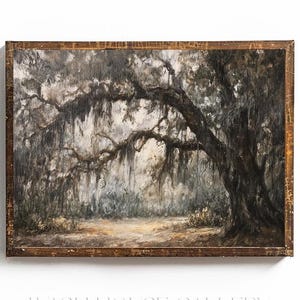 Live Oak Tree Printable Southern Living Wall Art Southern Gothic Decor Spanish Moss on Oak Tree Botanical Print Coastal Wall Art Moody Decor