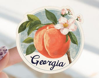 Georgia Sticker USA Sticker Travel Stickers Gift for Traveler Gift Georgia Peach Sticker USA Travel Sticker Georgia Gift Peach Art Atlanta