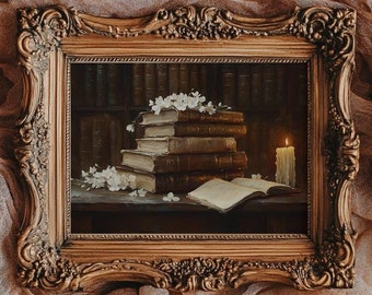 Vintage Book Print Dark Academia Wall Art for Reading Nook Decor Gift for Reader Gift for Book Lover Old Book Art Print Moody Wall Art Moody