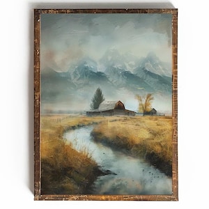 Grand Teton druckbare Hütte Wandkunst Wyoming Druck Grand Teton National Park Poster Digitale Grand Teton Kunst druckbare Jahrestag Geschenk Kunst