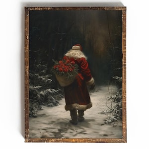 Dark Christmas Wall Art Moody Christmas Decor Vintage Santa Painting Printable Santa Claus Oil Painting Print Dark Academia Christmas Print