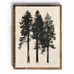 VINTAGE TREE PRINT Redwood Watercolor Printable Redwood Botanical Print Cottagecore Tree Wall Art Dark Academia Tree Painting Moody Wall Art
