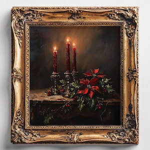 Dark Holiday Printable Christmas Wall Art Moody Christmas Decor Red Christmas Wall Decor Red Holiday Wall Art Dark Academia Christmas Print