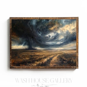 Tornado Print Storm Wall Art Moody Wall Art for Bathroom Wall Decor Oklahoma Print Tornado Oil Painting Vintage Tornado Printable Storm Art