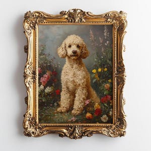 Goldendoodle Printable Poodle Art Labradoodle Wall Art Cottagecore Dog Painting Custom Pet Art Gift for Dog Mom Gift for Doodle Owner Dood