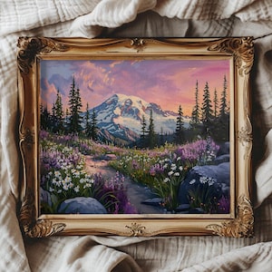 Mt Rainier Printable Mount Rainier Wall Art Spring Wall Decor Mount Rainier National Park Poster Washington State Print Gift for Traveler