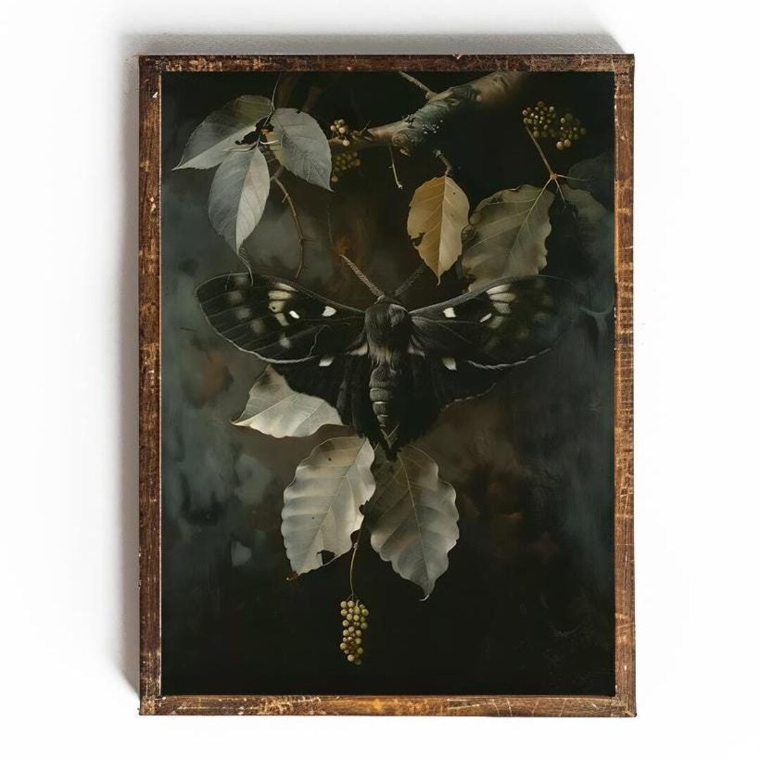 Vintage Moth Printable Dark Academia Wall Art Moody Moth Print Gothic ...