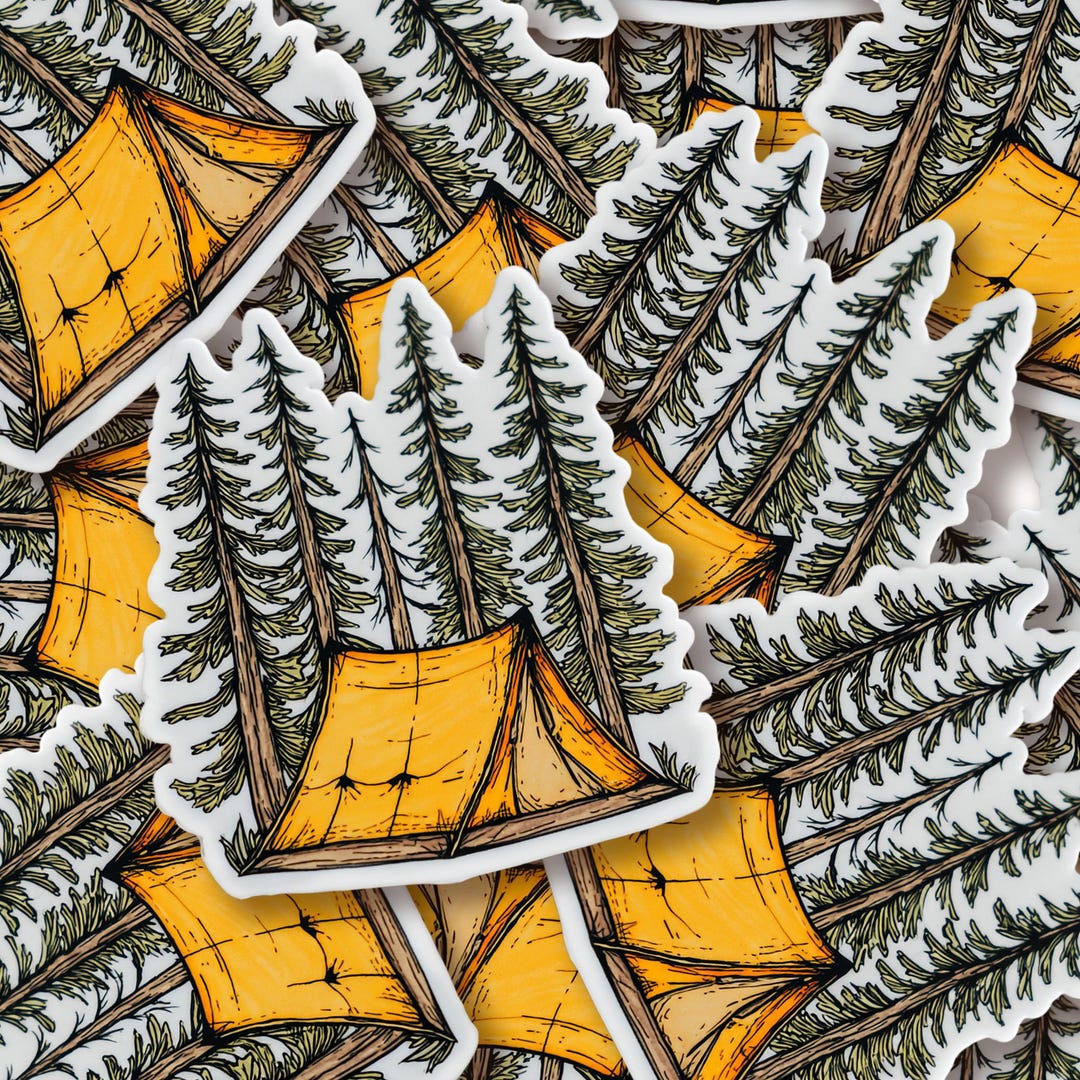 Bulk Retro Tent Camping Sticker | Backcountry Hiking Vinyl Decal - Etsy