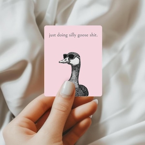 Funny Sticker Silly Goose Sticker Waterproof Sticker Girly Sticker Cool Goose Silly Serious Goose Pink Sticker Funny Gift for Girlfriend Art