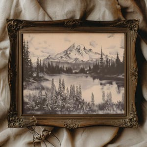 Impression du mont Rainier, affiche du parc national du mont Rainier, art mural lupin, impression de l'état de Washington, peinture de montagne, cadeau imprimable pour voyageur