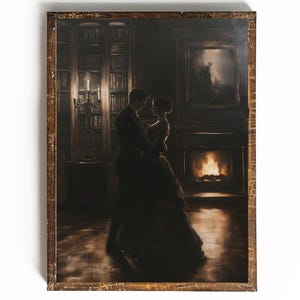 Dark Academia Couple Printable Book Lover Decor Gift for Reader Vintage Library Art Library Wall Art Dark Cottagecore Victorian Wall Art