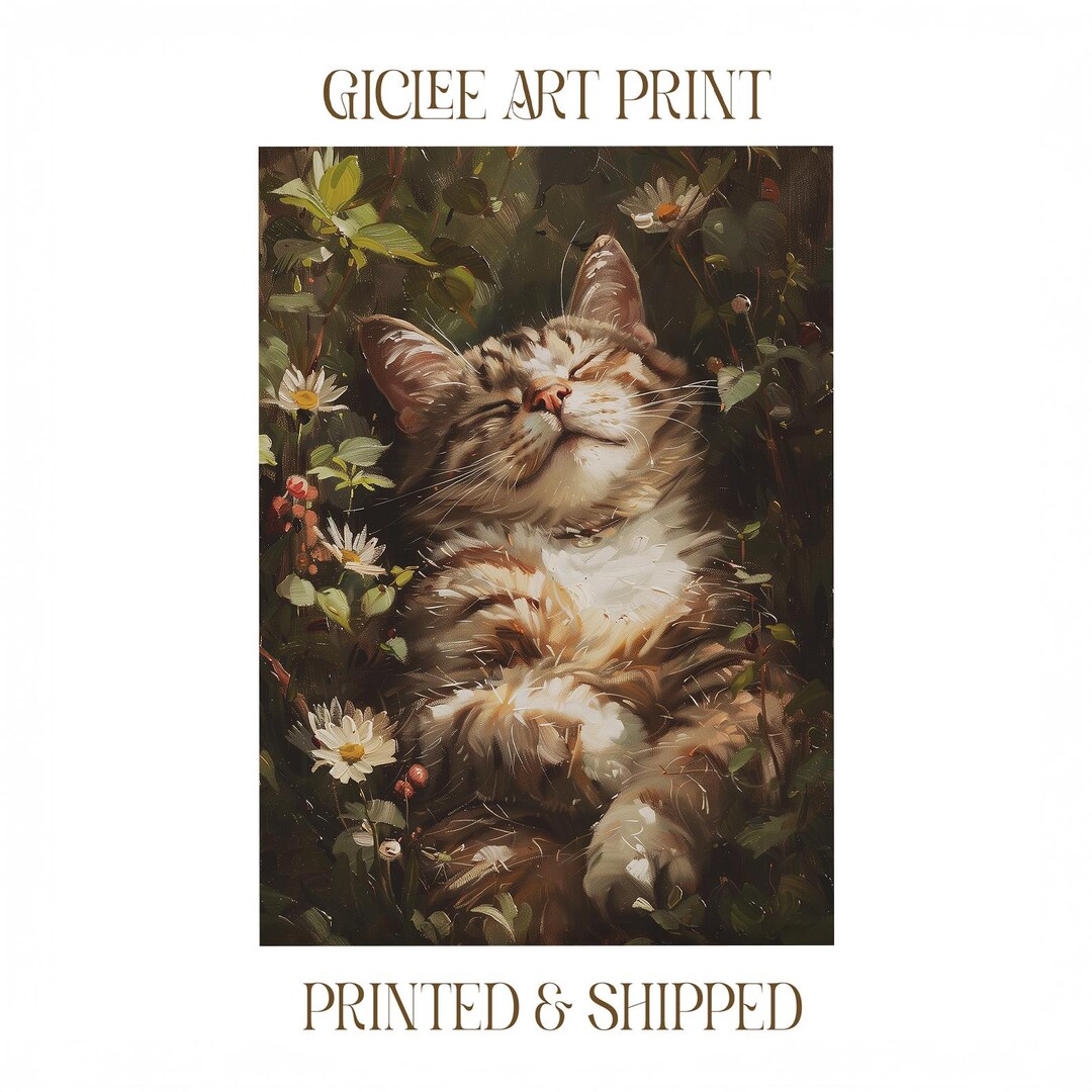 Tabby Cat Giclee Art Print, Cottagecore Wall Decor - Etsy
