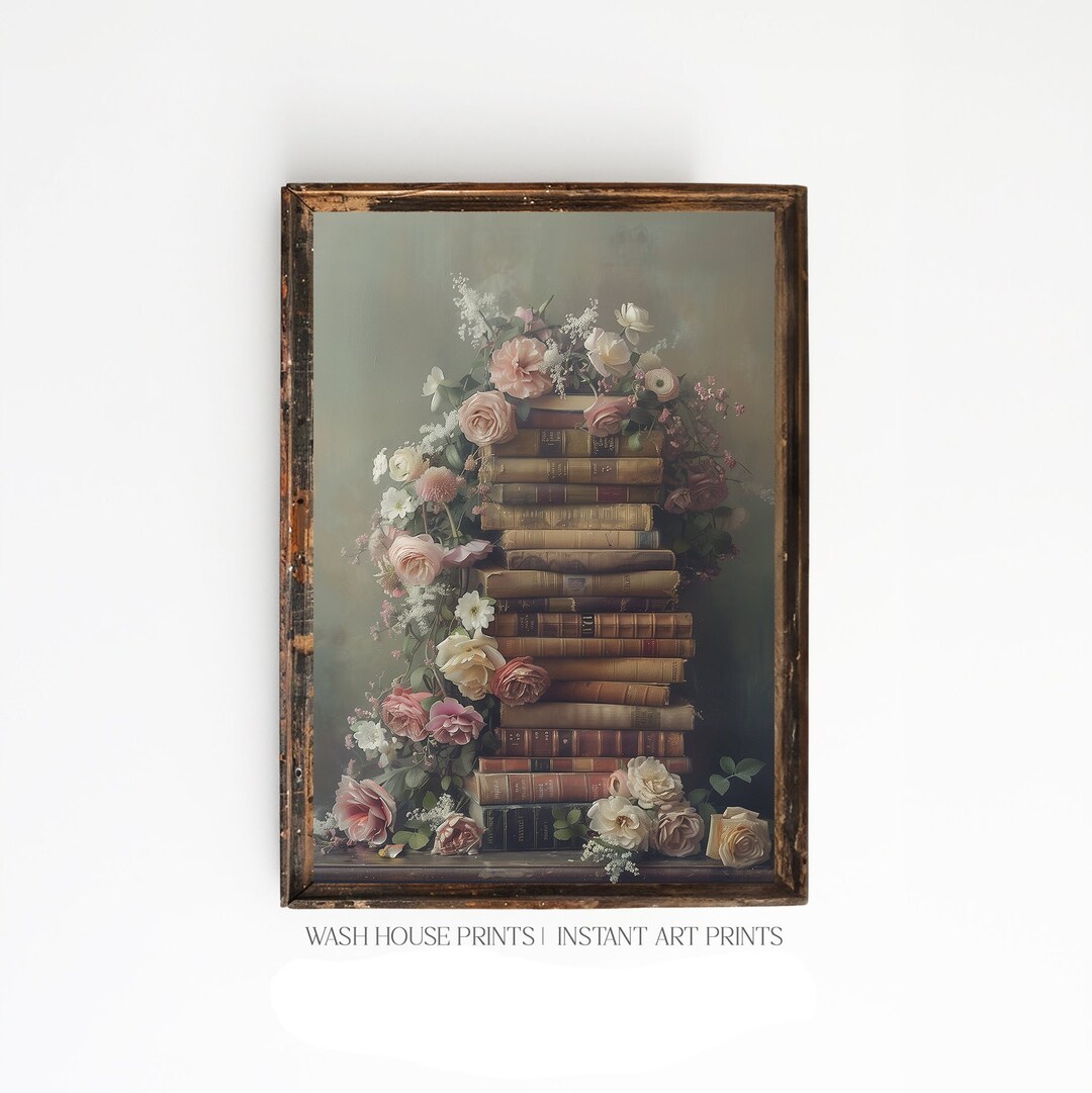 VINTAGE BOOK Wall Art Dark Cottagecore Wall Art for Reading Nook Decor ...