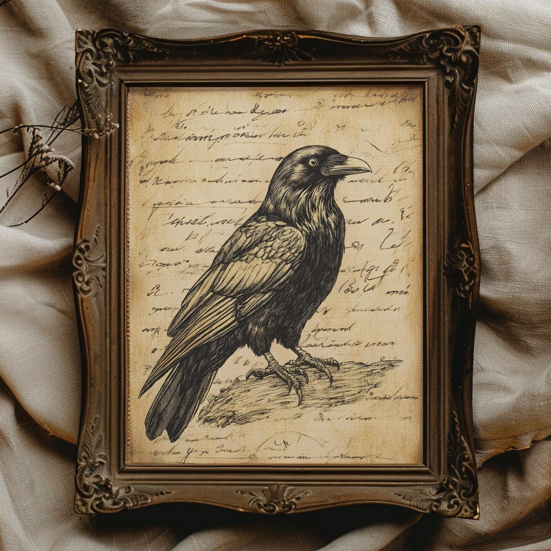 Raven Printable Edgar Allen Poe Art the Raven Print Vintage Raven ...