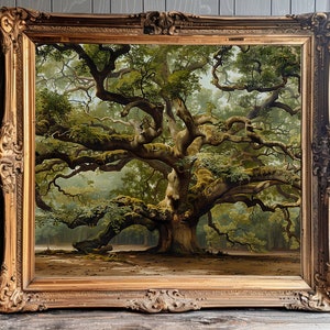 Live Oak Painting Print Angel Oak Wall Art Cottagecore Tree Print Oak Tree Botanical Print Vintage Oak Tree Painting Print Oak Oil Painting