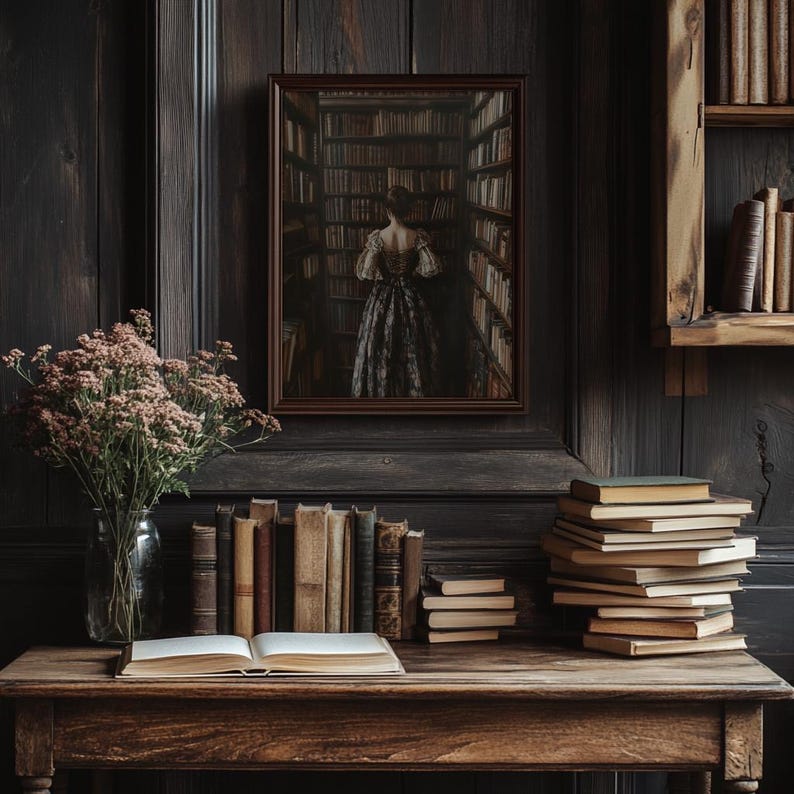 Vintage Book Art Dark Academia Wall Art for Reading Nook Decor for Dorm Room Art Print Vintage Art Printable Beauty and the Beast Decor Art image 5
