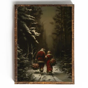 Dark Christmas Wall Art Moody Christmas Decor Vintage Santa Painting Printable Santa Claus Oil Painting Print Dark Academia Christmas Print